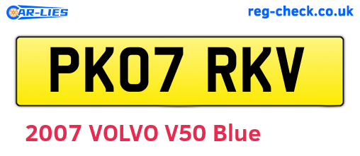 PK07RKV are the vehicle registration plates.
