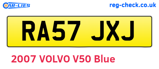 RA57JXJ are the vehicle registration plates.