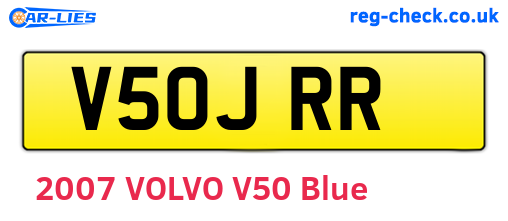 V50JRR are the vehicle registration plates.