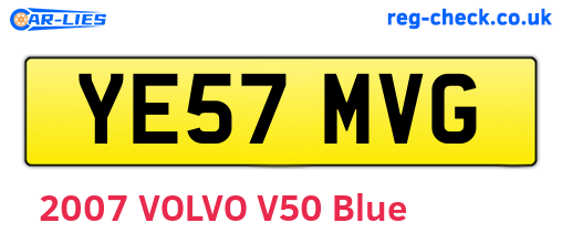 YE57MVG are the vehicle registration plates.