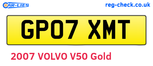 GP07XMT are the vehicle registration plates.