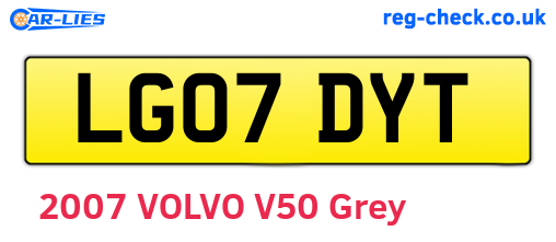 LG07DYT are the vehicle registration plates.