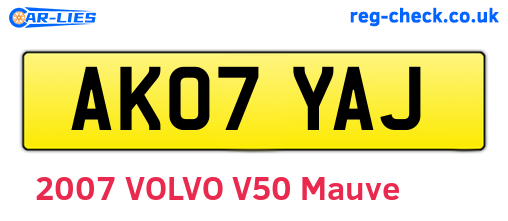 AK07YAJ are the vehicle registration plates.