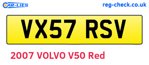 VX57RSV are the vehicle registration plates.
