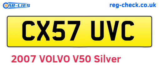 CX57UVC are the vehicle registration plates.