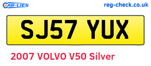 SJ57YUX are the vehicle registration plates.