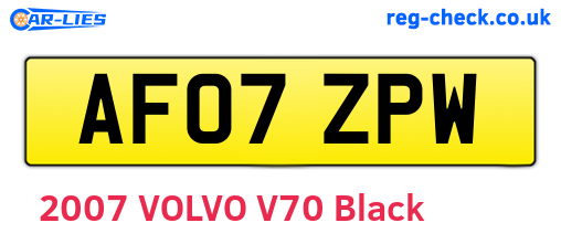 AF07ZPW are the vehicle registration plates.