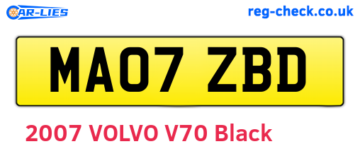 MA07ZBD are the vehicle registration plates.