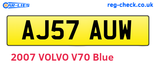 AJ57AUW are the vehicle registration plates.