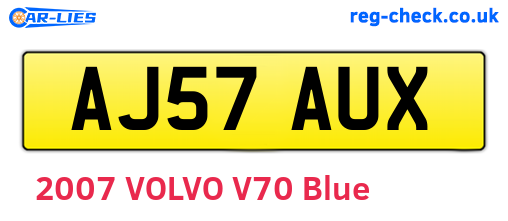 AJ57AUX are the vehicle registration plates.
