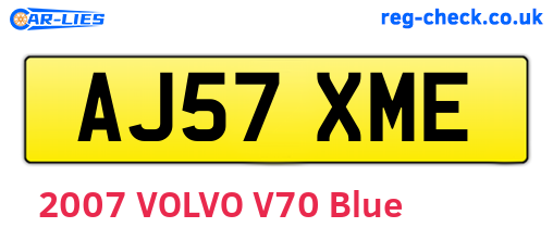 AJ57XME are the vehicle registration plates.