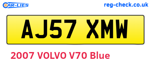 AJ57XMW are the vehicle registration plates.