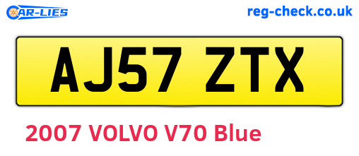 AJ57ZTX are the vehicle registration plates.