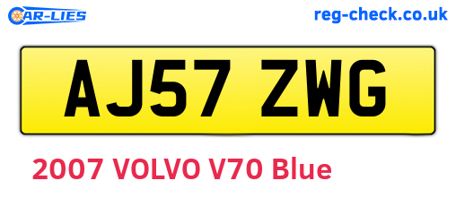 AJ57ZWG are the vehicle registration plates.