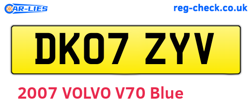 DK07ZYV are the vehicle registration plates.