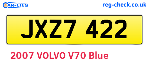 JXZ7422 are the vehicle registration plates.