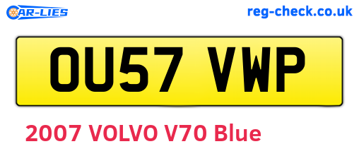 OU57VWP are the vehicle registration plates.