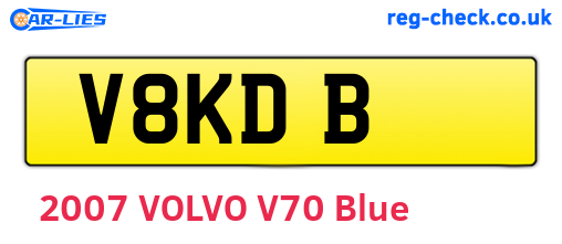 V8KDB are the vehicle registration plates.