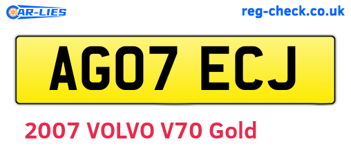 AG07ECJ are the vehicle registration plates.
