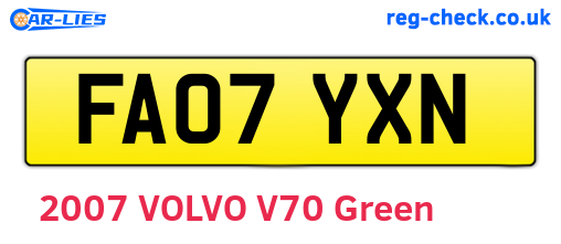 FA07YXN are the vehicle registration plates.