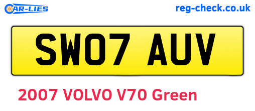 SW07AUV are the vehicle registration plates.