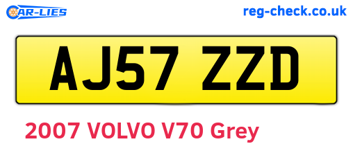 AJ57ZZD are the vehicle registration plates.