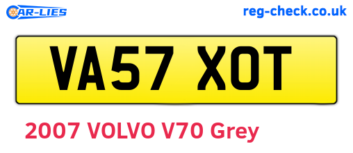 VA57XOT are the vehicle registration plates.