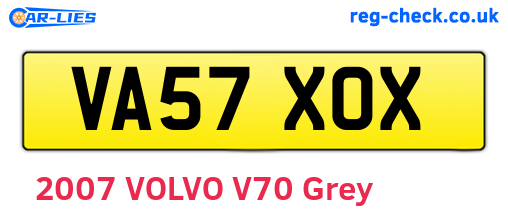 VA57XOX are the vehicle registration plates.