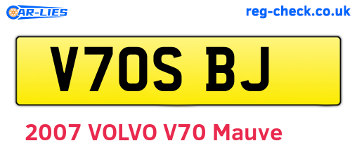 V70SBJ are the vehicle registration plates.