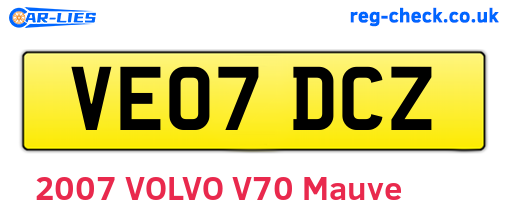 VE07DCZ are the vehicle registration plates.