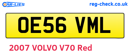 OE56VML are the vehicle registration plates.