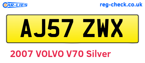 AJ57ZWX are the vehicle registration plates.