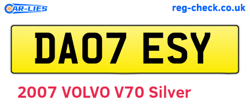 DA07ESY are the vehicle registration plates.