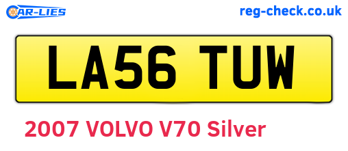 LA56TUW are the vehicle registration plates.