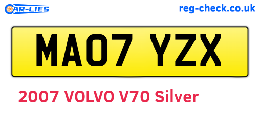 MA07YZX are the vehicle registration plates.