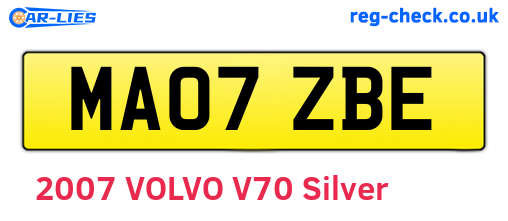 MA07ZBE are the vehicle registration plates.