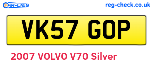 VK57GOP are the vehicle registration plates.