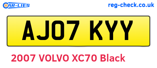 AJ07KYY are the vehicle registration plates.