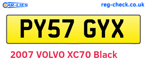 PY57GYX are the vehicle registration plates.