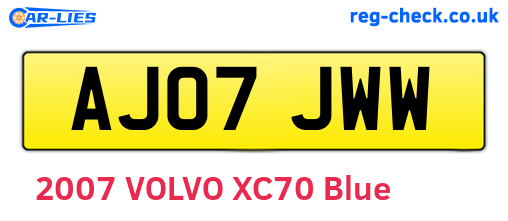 AJ07JWW are the vehicle registration plates.