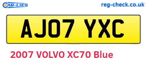 AJ07YXC are the vehicle registration plates.