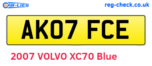 AK07FCE are the vehicle registration plates.
