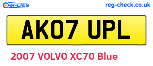 AK07UPL are the vehicle registration plates.