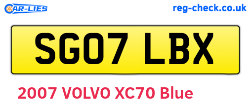 SG07LBX are the vehicle registration plates.
