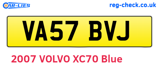 VA57BVJ are the vehicle registration plates.
