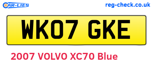 WK07GKE are the vehicle registration plates.