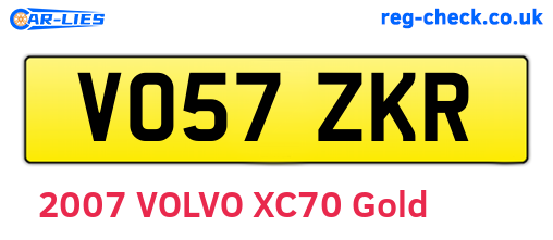 VO57ZKR are the vehicle registration plates.