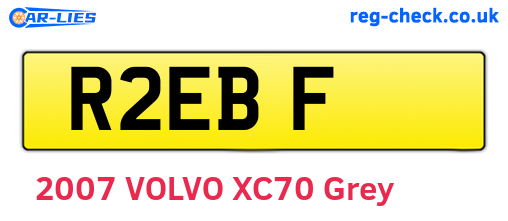R2EBF are the vehicle registration plates.