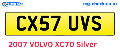 CX57UVS are the vehicle registration plates.