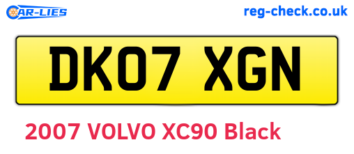 DK07XGN are the vehicle registration plates.